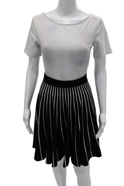 Kerisma Womens Black Striped Pleated Mini Skirt Size L