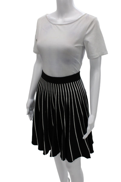 Kerisma Womens Black Striped Pleated Mini Skirt Size L