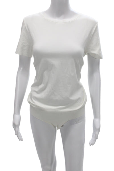 Commando Women Shaping Top Bodysuit White Crew Neck Short Sleeve Size M
