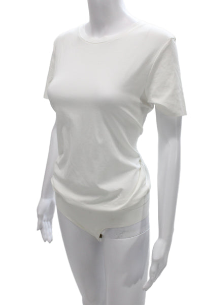 Commando Women Shaping Top Bodysuit White Crew Neck Short Sleeve Size M