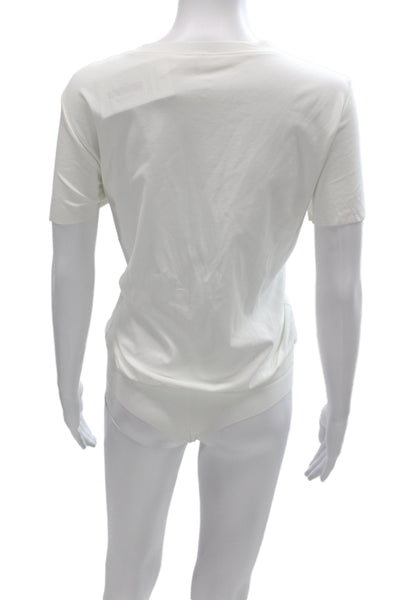 Commando Women Shaping Top Bodysuit White Crew Neck Short Sleeve Size M