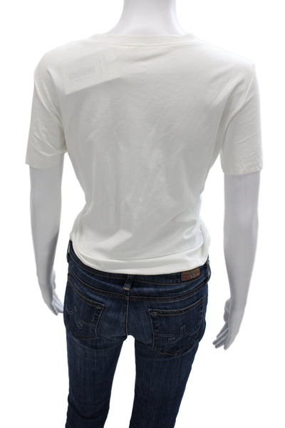 Commando Women Shaping Top Bodysuit White Crew Neck Short Sleeve Size M