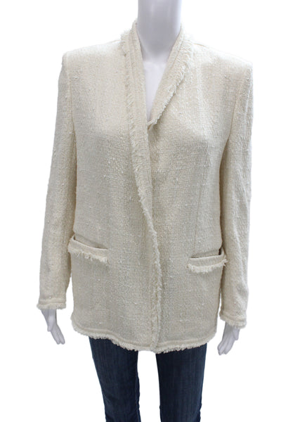 IRO Womens Basic Jacket Ivory 74% Cotton Long Sleeve Size 40