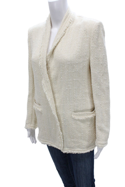 IRO Womens Basic Jacket Ivory 74% Cotton Long Sleeve Size 40