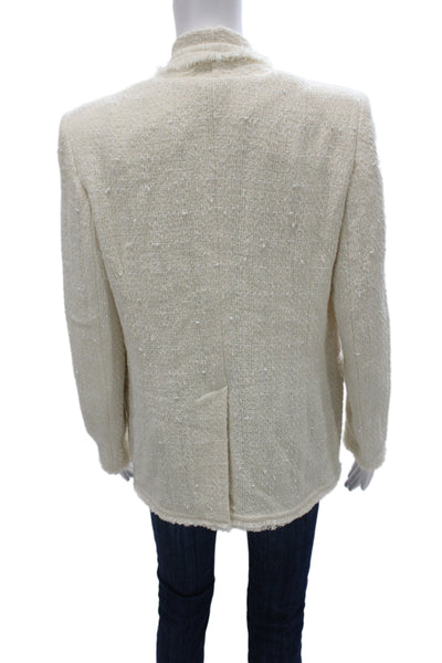 IRO Womens Basic Jacket Ivory 74% Cotton Long Sleeve Size 40