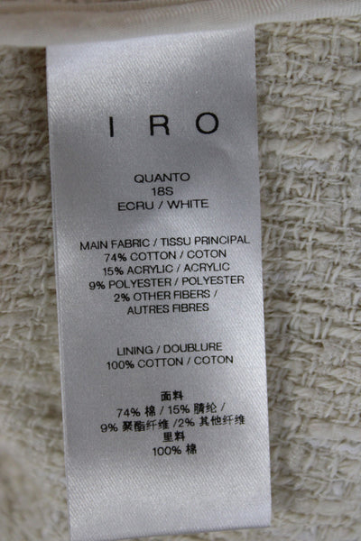 IRO Womens Basic Jacket Ivory 74% Cotton Long Sleeve Size 40