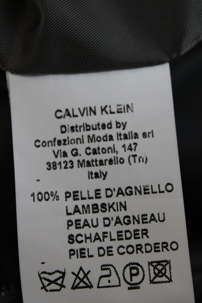 Calvin Klein Collection Women Basic Lambskin Jacket Gray Zip Long Sleeve Size 6