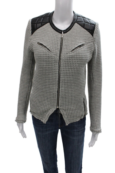 IRO Womens Biker Jacket Gray Wool Zip Size 40