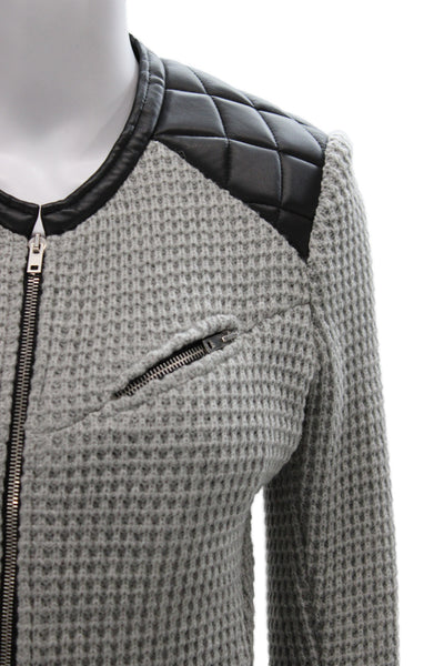 IRO Womens Biker Jacket Gray Wool Zip Size 40