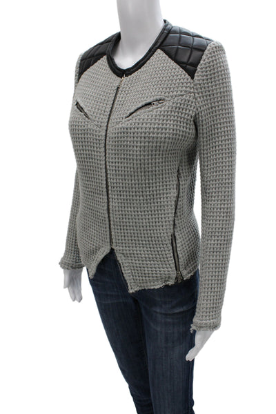 IRO Womens Biker Jacket Gray Wool Zip Size 40
