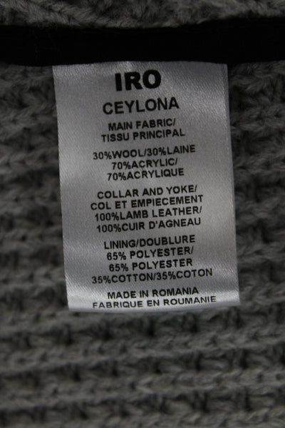 IRO Womens Biker Jacket Gray Wool Zip Size 40