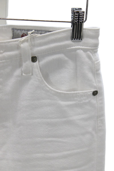 AG Adriano Goldschmied Women Cropped White Jeans High Rise Cotton Size 27