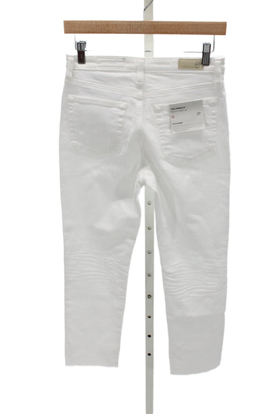 AG Adriano Goldschmied Women Cropped White Jeans High Rise Cotton Size 27