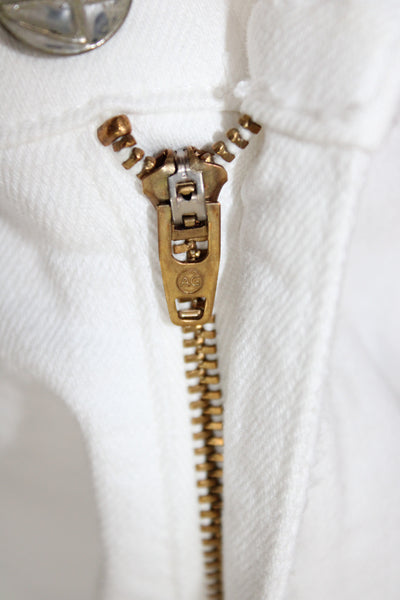 AG Adriano Goldschmied Women Cropped White Jeans High Rise Cotton Size 27