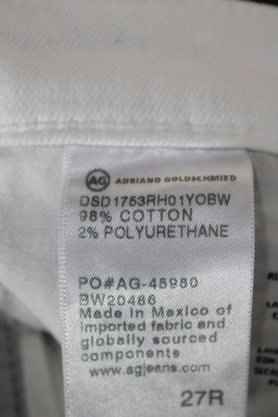 AG Adriano Goldschmied Women Cropped White Jeans High Rise Cotton Size 27