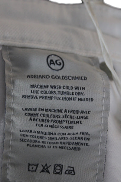 AG Adriano Goldschmied Women Cropped White Jeans High Rise Cotton Size 27