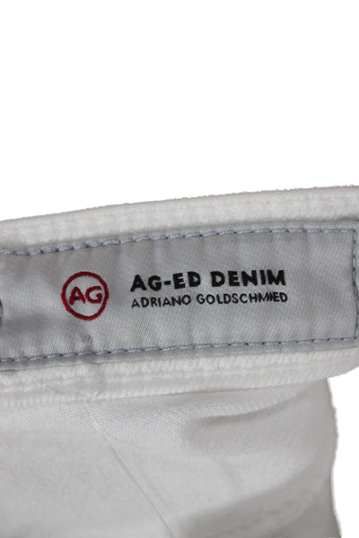AG Adriano Goldschmied Women Cropped White Jeans High Rise Cotton Size 27