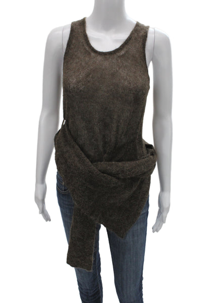 MNG Women Pullover Sweater Scoop Neck Sleeveless Brown Alpaca Size S