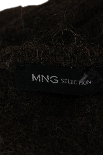 MNG Women Pullover Sweater Scoop Neck Sleeveless Brown Alpaca Size S