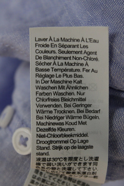 J Crew Womens 100% Linen Collared Button Up Long Sleeve Top Blue Size 2