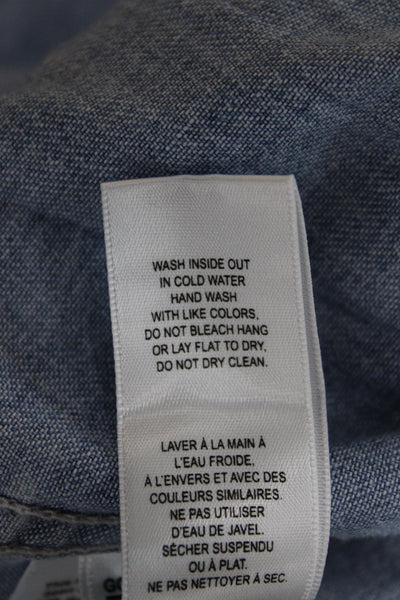 Good American Women Button-Up Long Sleeve Cotton Top Blue Size XS