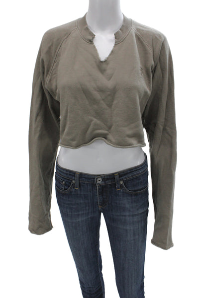 Eterne Womens Pullover Sweatshirt Gray V-Neck Long Sleeve Cotton Size XS