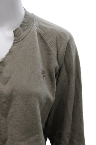 Eterne Womens Pullover Sweatshirt Gray V-Neck Long Sleeve Cotton Size XS