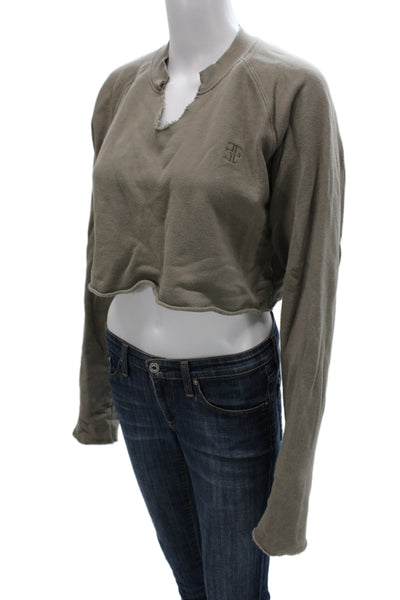 Eterne Womens Pullover Sweatshirt Gray V-Neck Long Sleeve Cotton Size XS