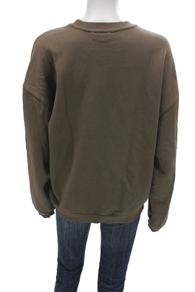 Elwood Women Basic Pullover Sweatshirt Crew Neck Brown Organic Cotton Size S