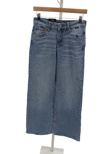 Mavi Women Blue Wide-Leg Jeans Mid Rise Cotton Blend Size 24