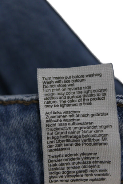 Mavi Women Blue Wide-Leg Jeans Mid Rise Cotton Blend Size 24