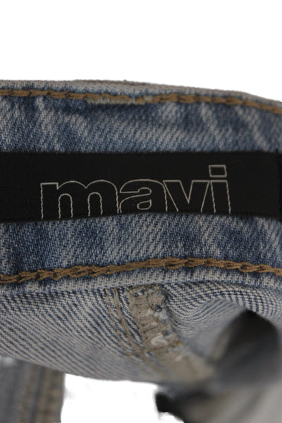 Mavi Women Blue Wide-Leg Jeans Mid Rise Cotton Blend Size 24