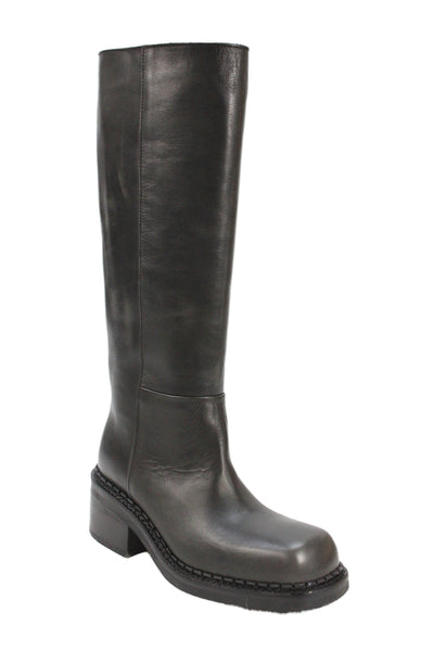 Steve Madden Women's Round Toe Leather Knee High Boots Black Size 37