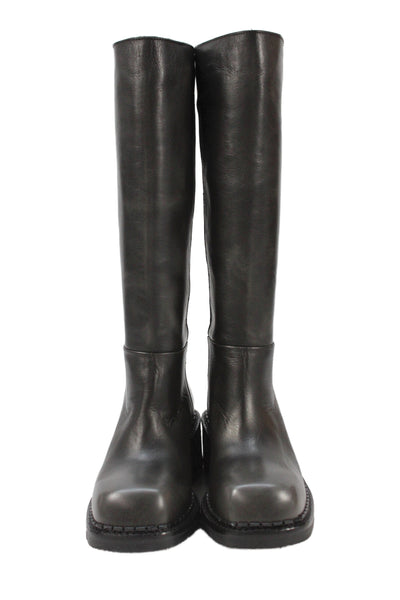Steve Madden Women's Round Toe Leather Knee High Boots Black Size 37