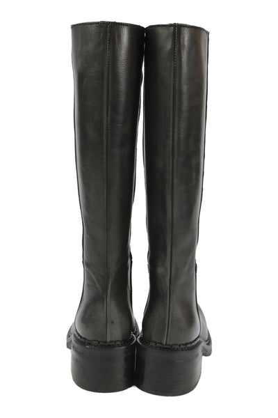 Steve Madden Women's Round Toe Leather Knee High Boots Black Size 37