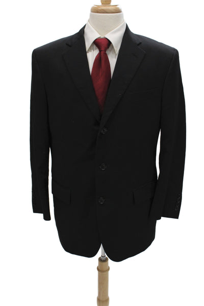 Brooks Brothers Mens Black Wool Suit Jacket Solid Size 42