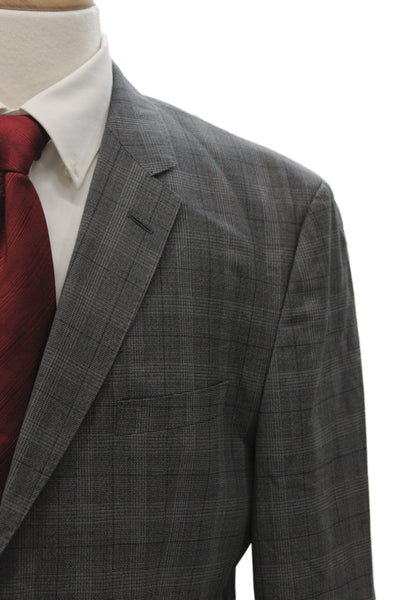 Guabello Mens Gray Plaid 2 Piece Suit Jacket Virgin Wool Size 42