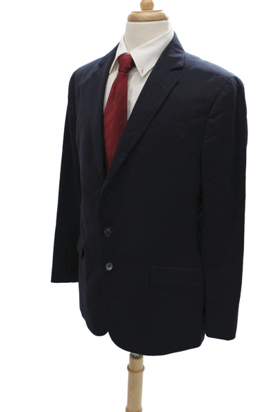 Charles Tyrwhitt Mens Blue Solid 98% Wool Blazer Button Size 42