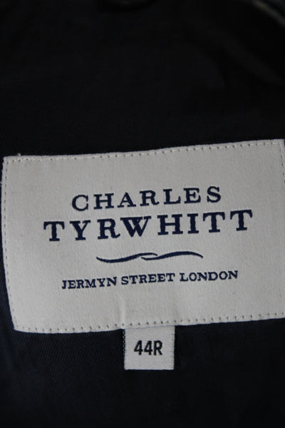 Charles Tyrwhitt Mens Blue Solid 98% Wool Blazer Button Size 42