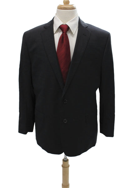 Brooks Brothers Men Blazer Black 88% Wool Solid Button Classic Size 44