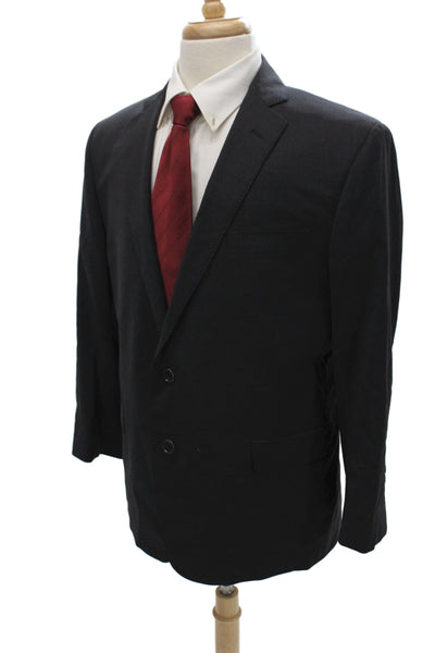 Brooks Brothers Men Blazer Black 88% Wool Solid Button Classic Size 44