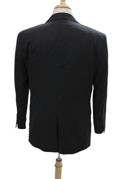 Brooks Brothers Men Blazer Black 88% Wool Solid Button Classic Size 44