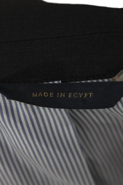 Brooks Brothers Men Blazer Black 88% Wool Solid Button Classic Size 44