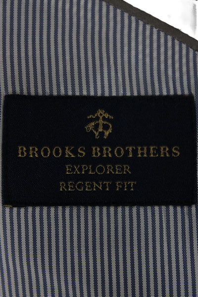 Brooks Brothers Men Blazer Black 88% Wool Solid Button Classic Size 44
