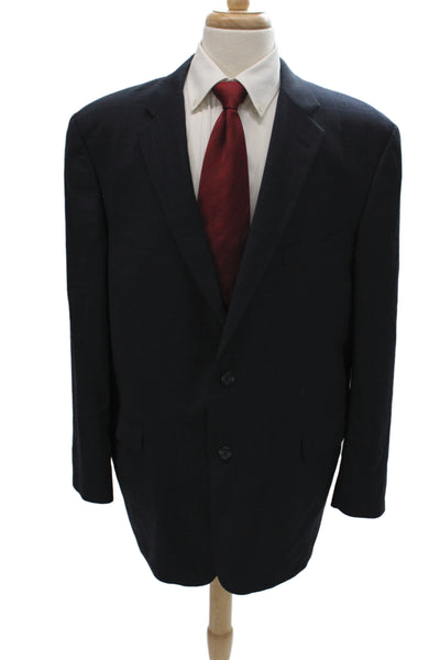 Barneys New York Mens Classic Plaid Wool Blazer Blue Size 44