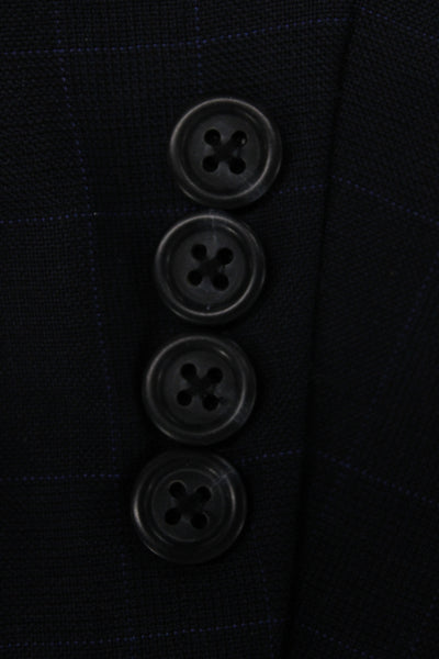Barneys New York Mens Classic Plaid Wool Blazer Blue Size 44