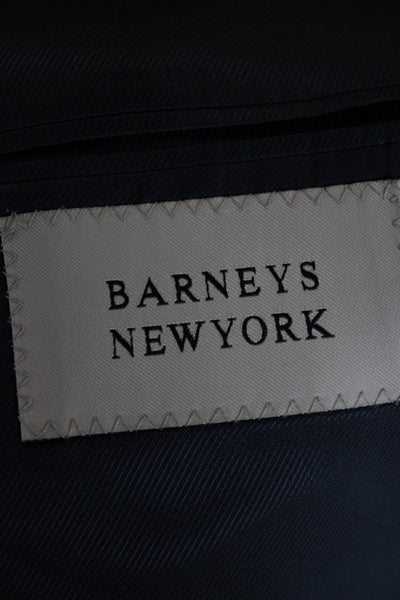 Barneys New York Mens Classic Plaid Wool Blazer Blue Size 44