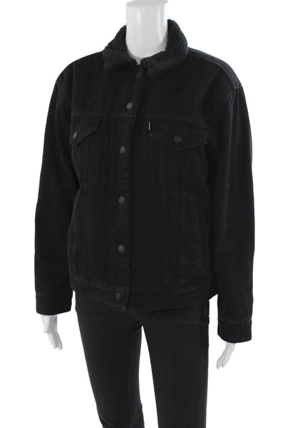 Levi Strauss & Co Womens Basic Jacket Black Cotton Long Sleeve Size M