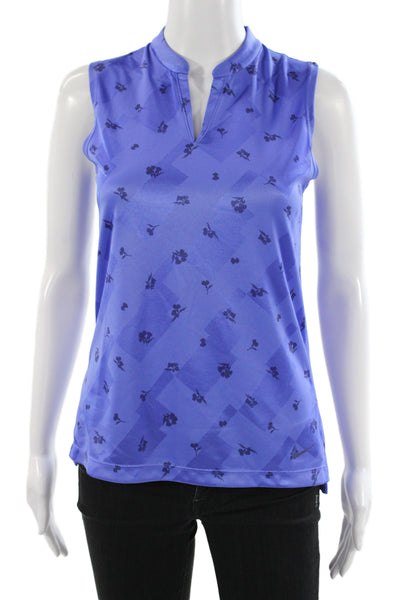 Nike Women Jersey Tank Blue V-Neck Sleeveless Floral Size XS