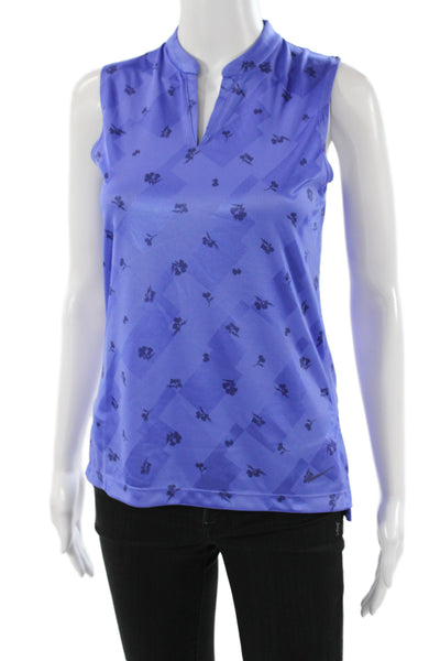 Nike Women Jersey Tank Blue V-Neck Sleeveless Floral Size XS